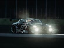 Dale Earnhardt livery on Nissan GTR at night