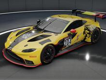 Screenshot of the AMR V8 in Yellow Lions livery