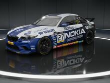 Nokia sponsored BMW M2 in the style of the Finnish flag