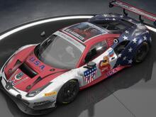 The number #77 USA Ferrari w/ American Flag Livery