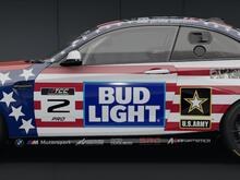 car with american flag and BUD LIGHT