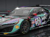 A Honda NSX GT3 EVO wrapped in a version of the iconic HKS Super Oil livery