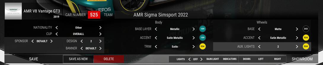 Matched Colour Settings for F1 2022 Livery