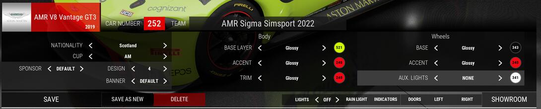 Matched Colour Settings for F1 2022 Inverse Livery