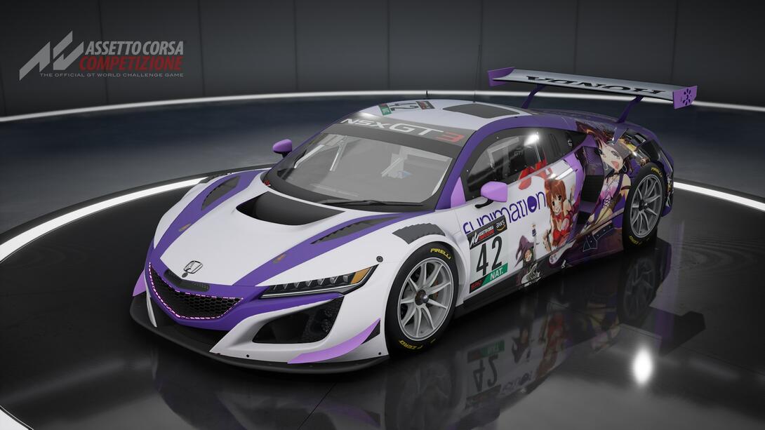 Purple and white Honda NSX with Haruhi Suzumiya Decals
