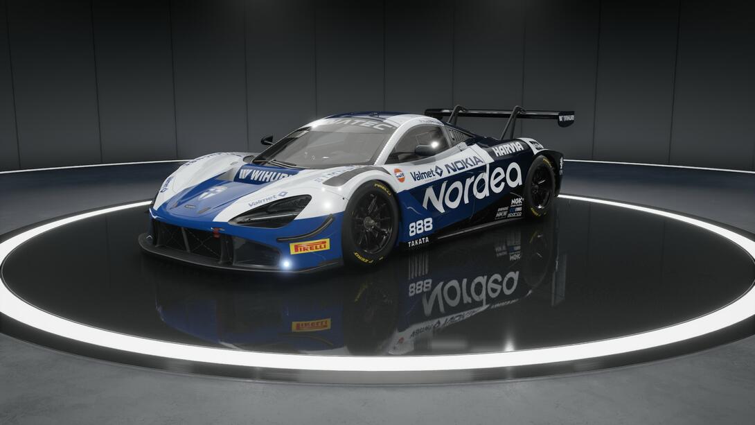 White and Blue McLaren based on the Finnish flag, sponsored by Nordea