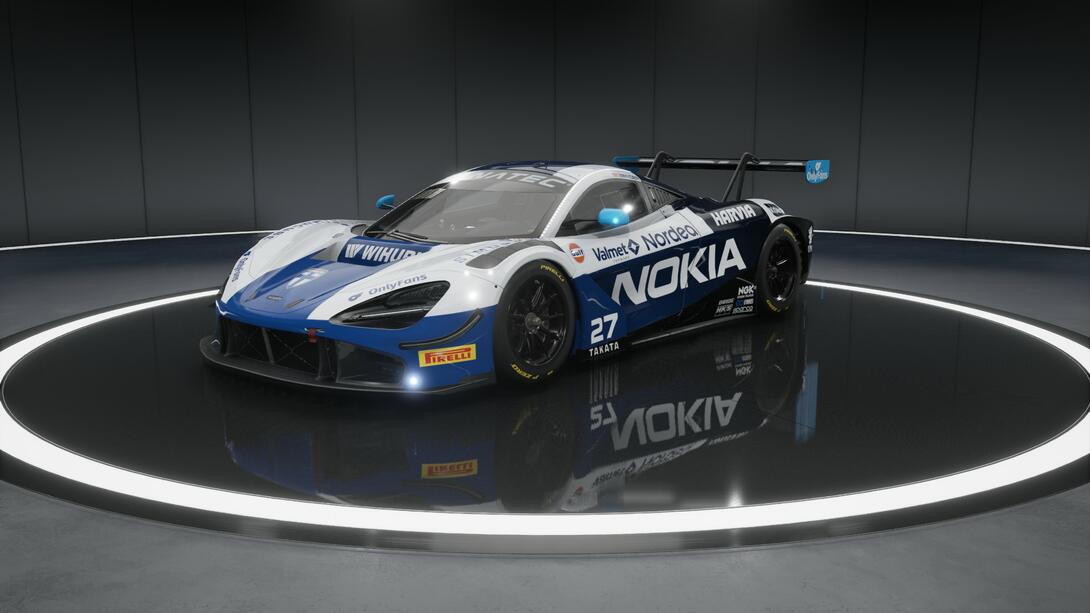 White and Blue McLaren based on the Finnish flag, sponsored by Nokia