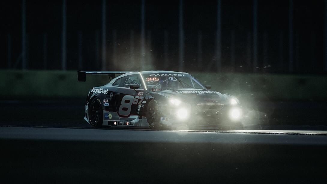 Dale Earnhardt livery on Nissan GTR at night