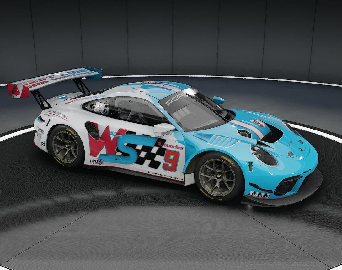 blue and white Porsche GT3 Car