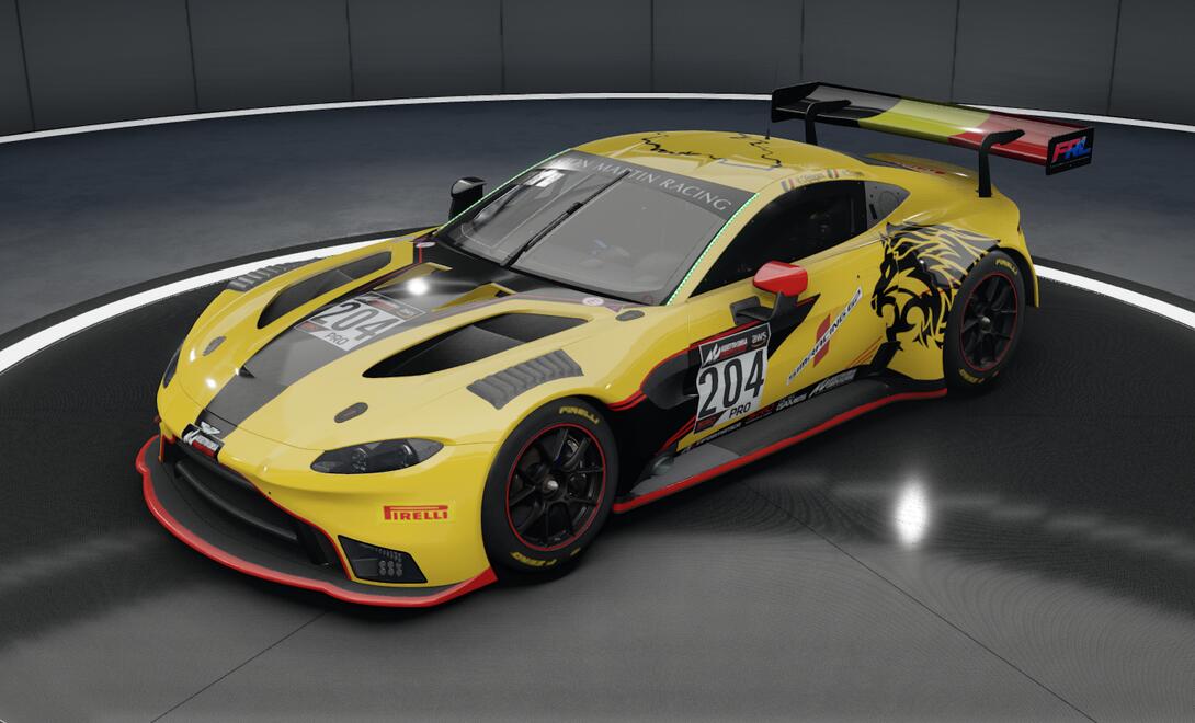 Screenshot of the AMR V8 in Yellow Lions livery