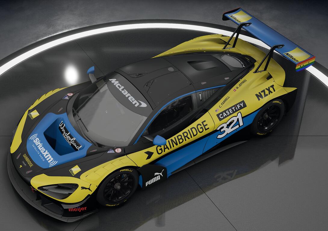 Showroom view of the Wonderland Racing endurance livery