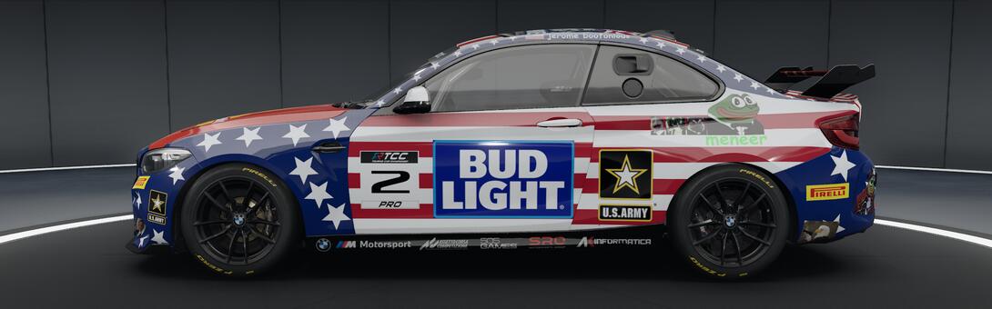 car with american flag and BUD LIGHT