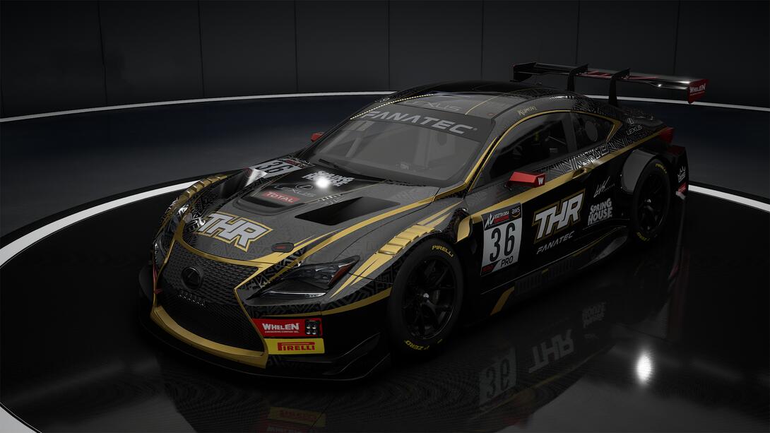 Front view of THR #36 Lexus RC F race car