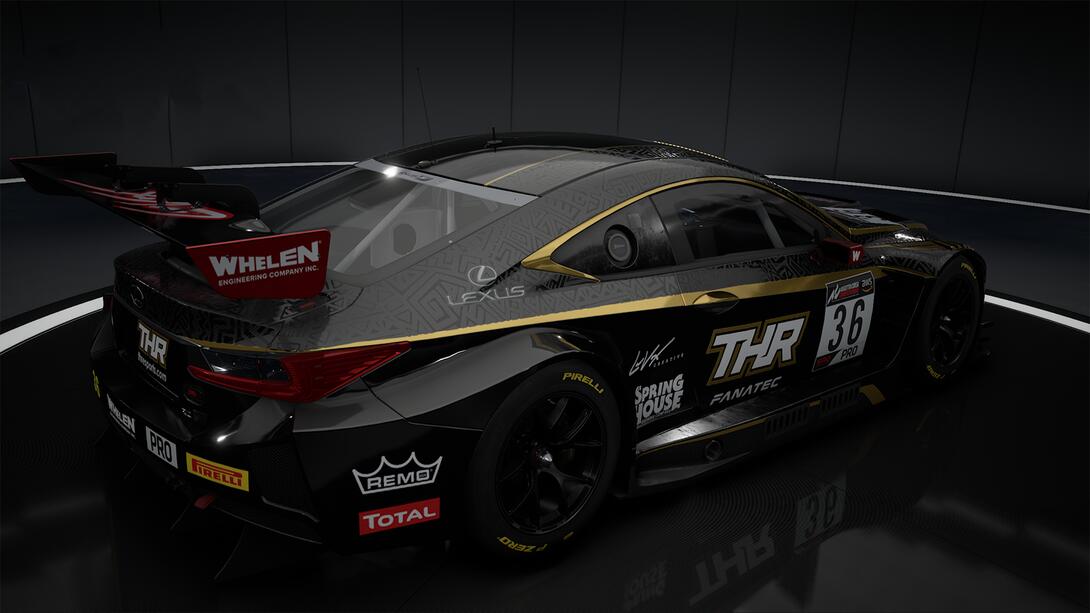 Rear view of THR #36 Lexus RC F race car