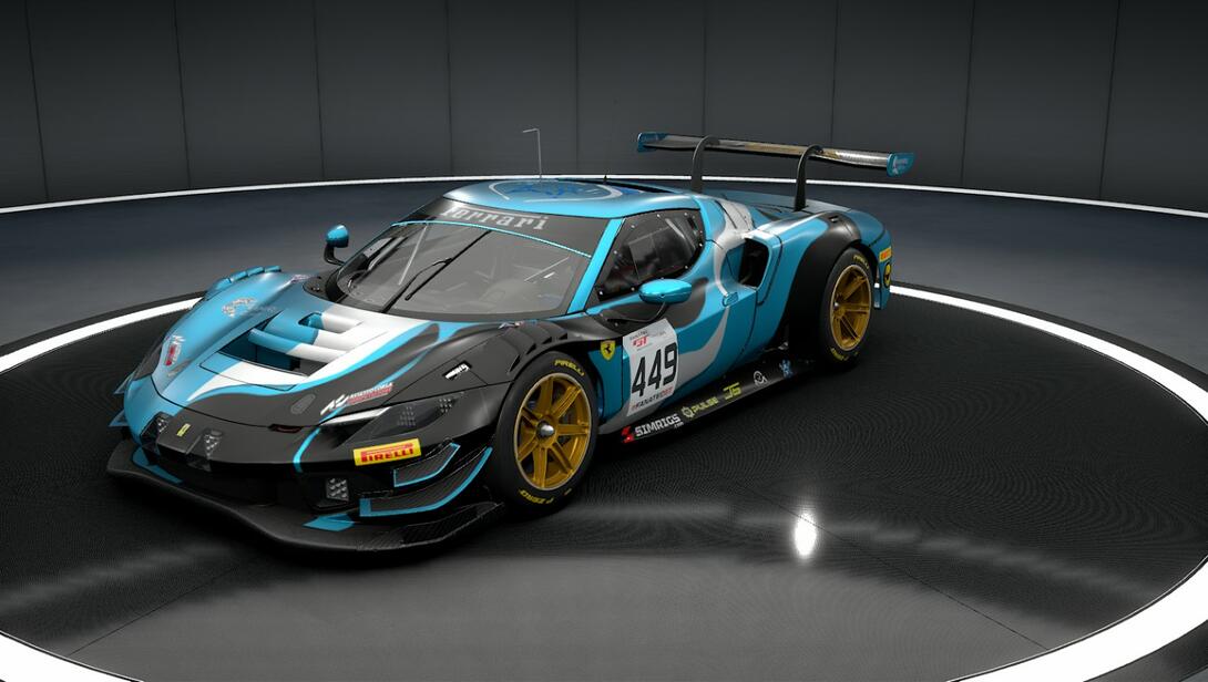 Ferrari 296 Blue Cartoon 2023 