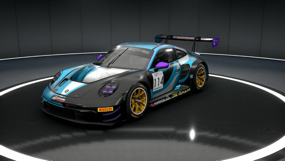Porsche 992 Purple Cartoon 2023 