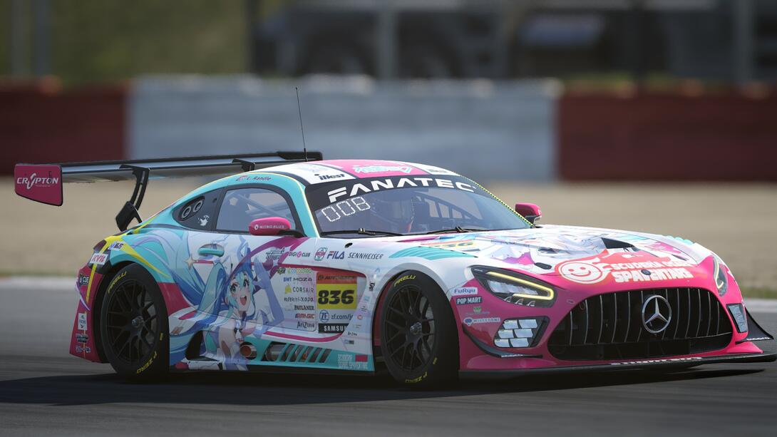 Image of the Scuderia Osare Spaventare x Goodsmile Racing Mercedes - racing in Season 20 of the SimRacingXP (SRXP) league