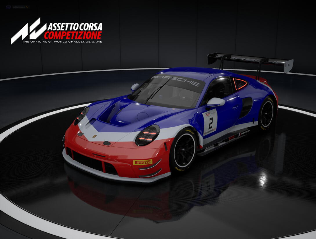 Porsche 992 GT3 R Blue White Red livery