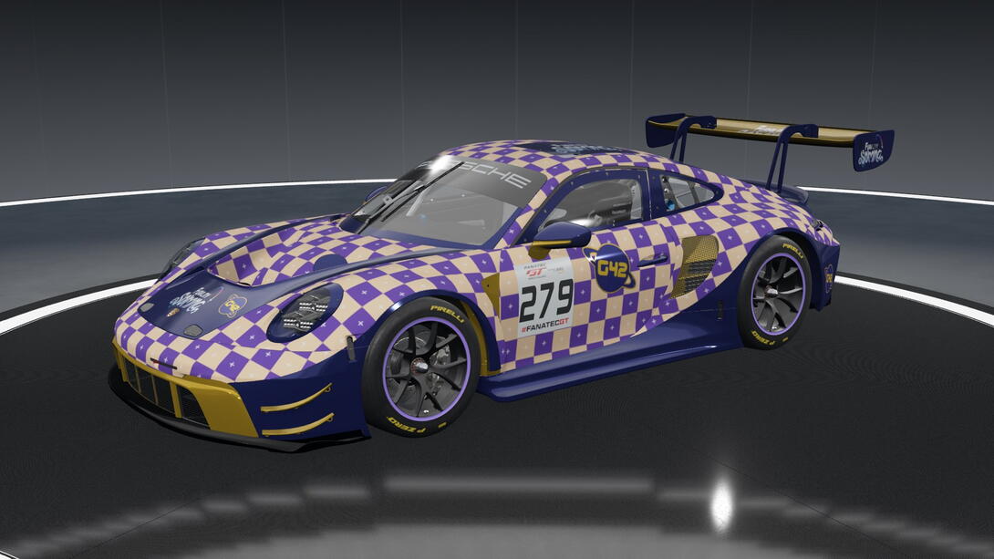 Porsche 992 with Furality-themed livery.