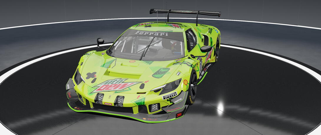 Ferrari 296 gt3 mountain dew livery